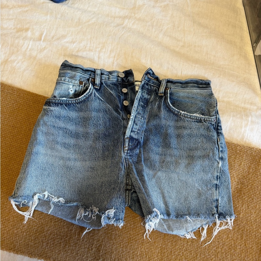 AGOLDE Distressed High-Rise Denim Jean Shorts - Size 27